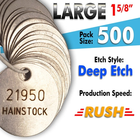 1.625" Cremation Identification Custom Tags (Large Size)