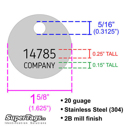 1.25" Cremation Identification Custom Tags (Small)