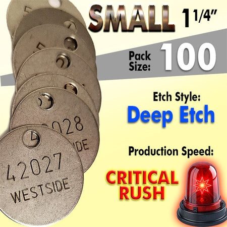 1.25" Cremation Identification Custom Tags (Small Size)