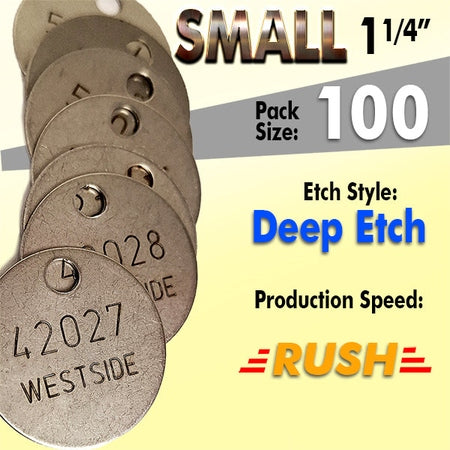 1.25" Cremation Identification Custom Tags (Small Size)