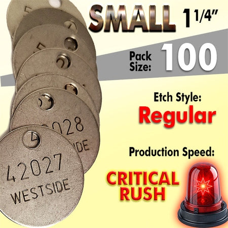 1.25" Cremation Identification Custom Tags (Small Size)