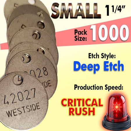 1.25" Cremation Identification Custom Tags (Small Size)