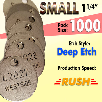 1.25" Cremation Identification Custom Tags (Small)