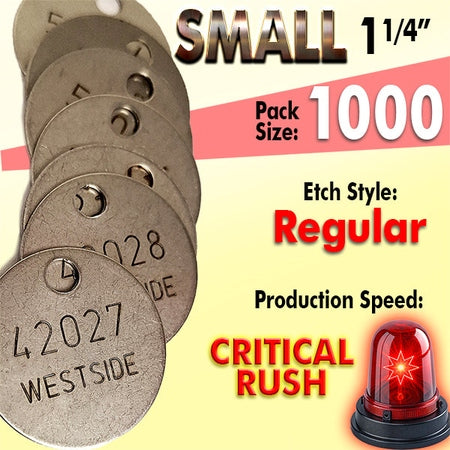 1.25" Cremation Identification Custom Tags (Small Size)