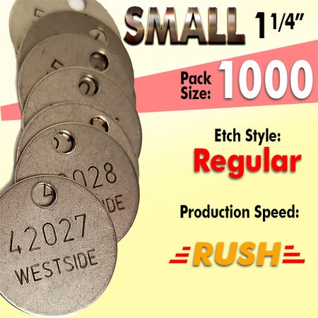 1.25" Cremation Identification Custom Tags (Small Size)