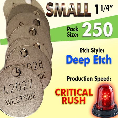 1.25" Cremation Identification Custom Tags (Small Size)