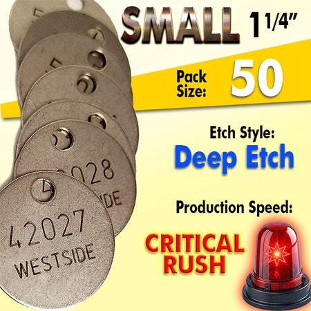 1.25" Cremation Identification Custom Tags (Small Size)