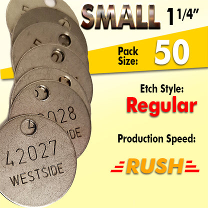 1.25" Cremation Identification Custom Tags (Small)