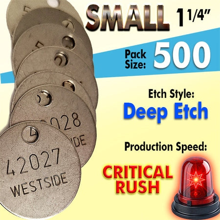 1.25" Cremation Identification Custom Tags (Small Size)