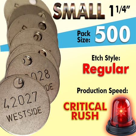 1.25" Cremation Identification Custom Tags (Small Size)