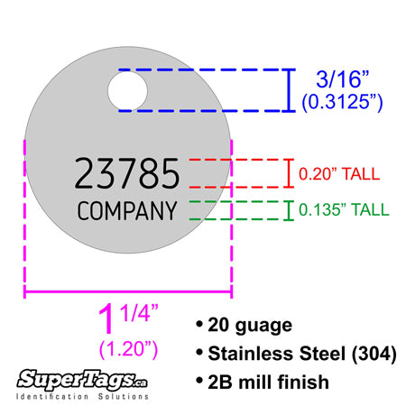 1.25" Cremation Identification Custom Tags (Small Size)